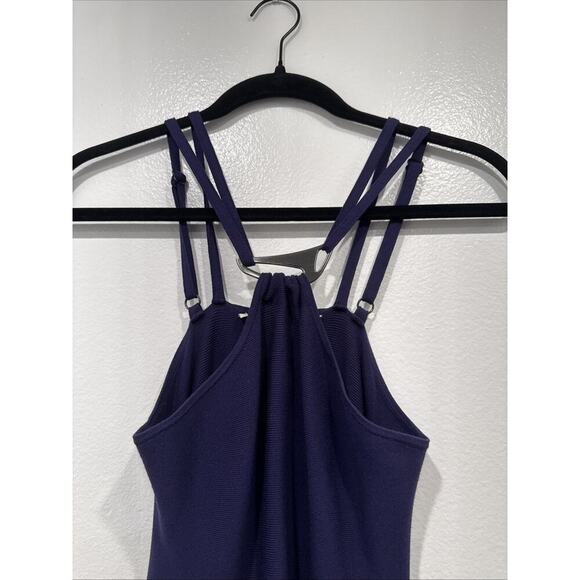 Halston Heritage Aubergine Halter Dress Women’s Size XS Knit Open Back Bodycon - Picture 2 of 9